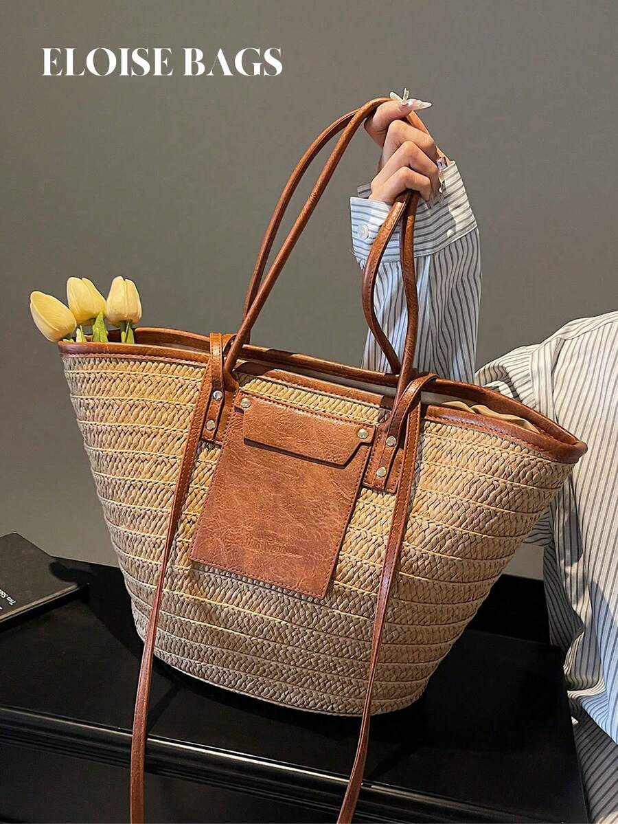 Tote Bag Beach - Modna, pojemna, tkana torba typu tote,