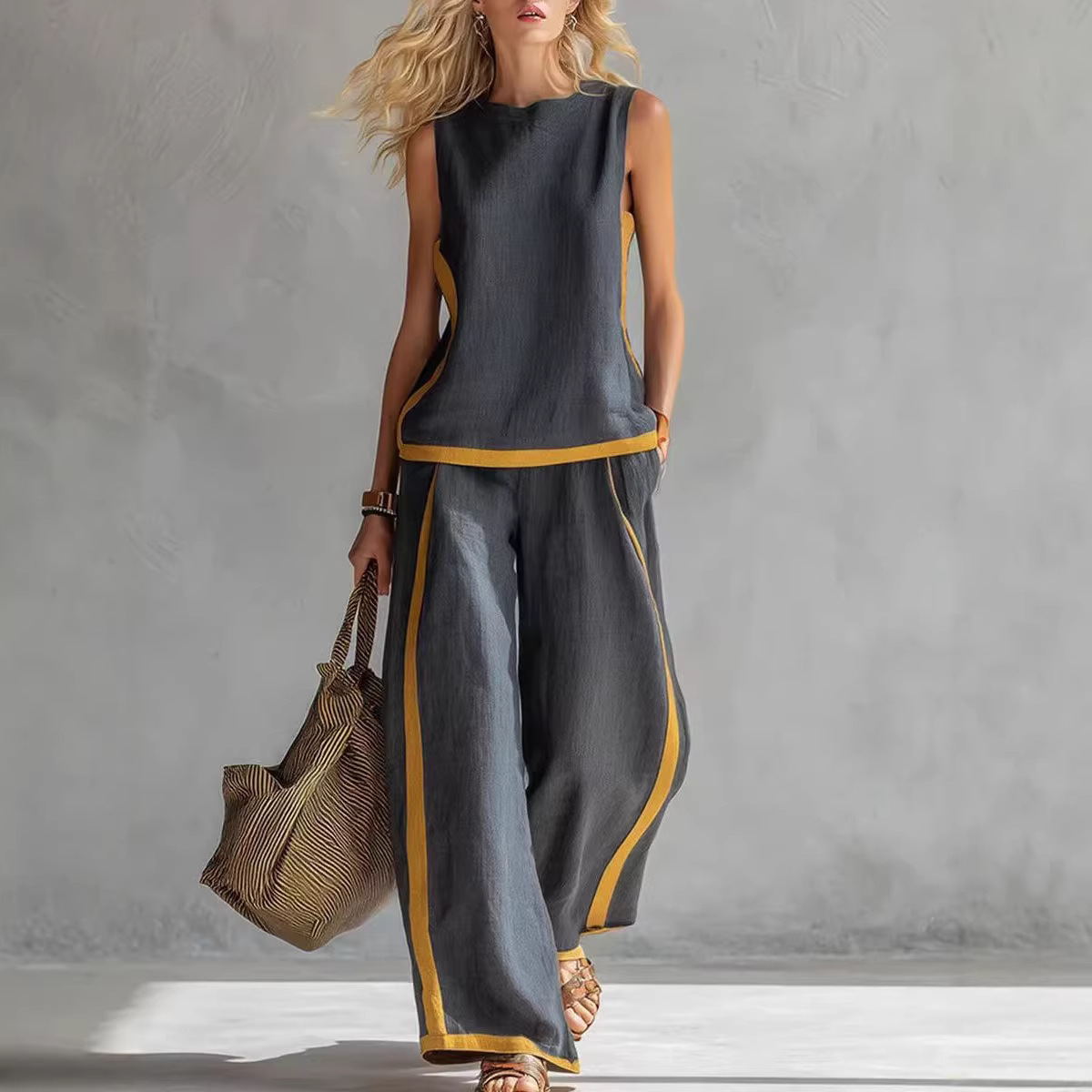Damskie lniane komplety dwuczę – Linen Pant Wide recenzja i cena