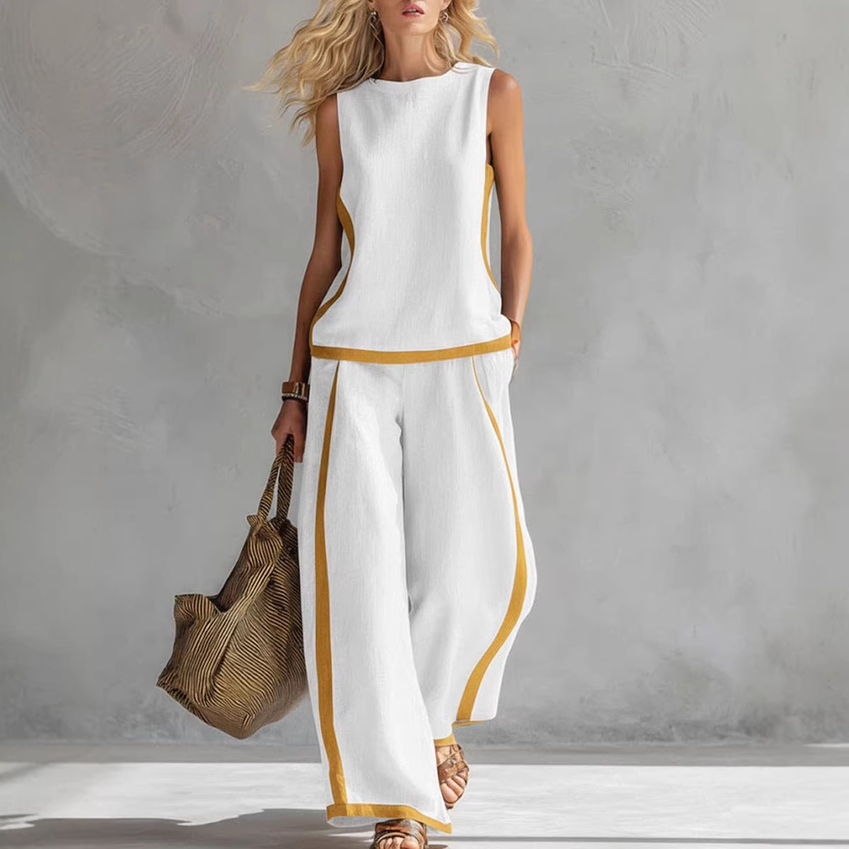 Damskie lniane komplety dwuczę – Linen Pant Wide recenzja i cena