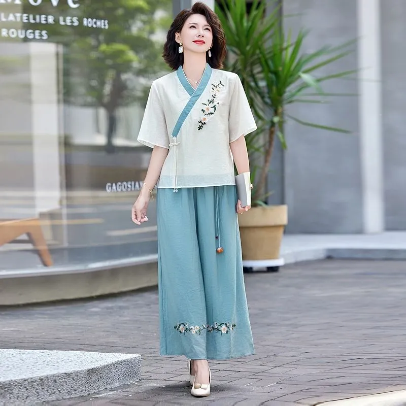 Damski dwuczęściowy zestaw z l – Linen Pant Wide recenzja i cena